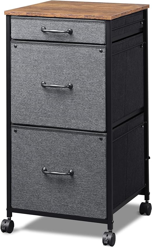 Mobile File Cabinet with 3 Drawers, Printer Stand with Fabric Drawers