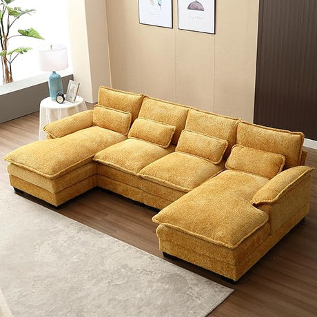 110" Sectional Sofa Cloud Couch for Living Room, Modern Chenille U Shaped Couch