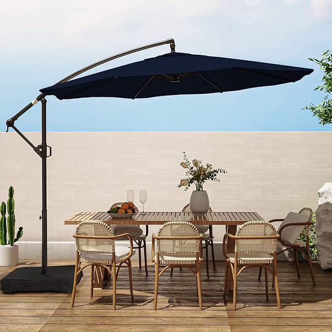 10ft Patio Umbrella with Base Included, Outdoor Offset Cantilever Umbrella,