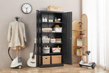Garage Storage Cabinet with Doors and Shelves, Metal Storage Cabinet