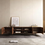 94.5" Mid-Century Modern TV Stand for 80+ Inch TVs - Walnut Entertainment Center