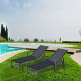 Outdoor Patio Lounge Chair Set of 2, Aluminum Chaise Lounge Outdoor with 5 Adjustable