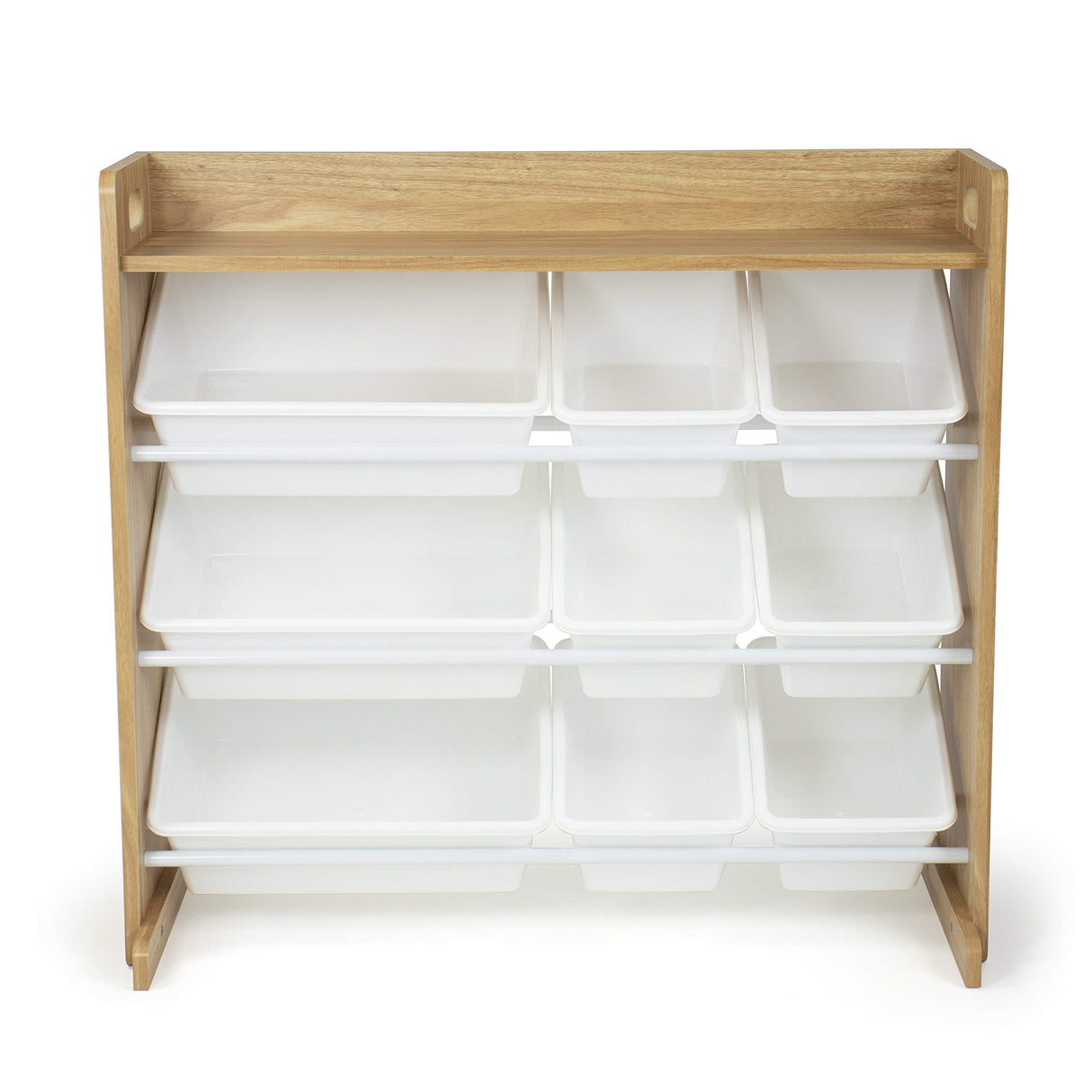 Natural Wood/White Toy Organizer with Shelf and 9 Storage Bins