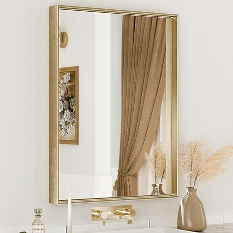 Black Mirror for Wall 24 x 32 Inch Rectangle Bathroom Vanity Mirror for Over Sink Metal