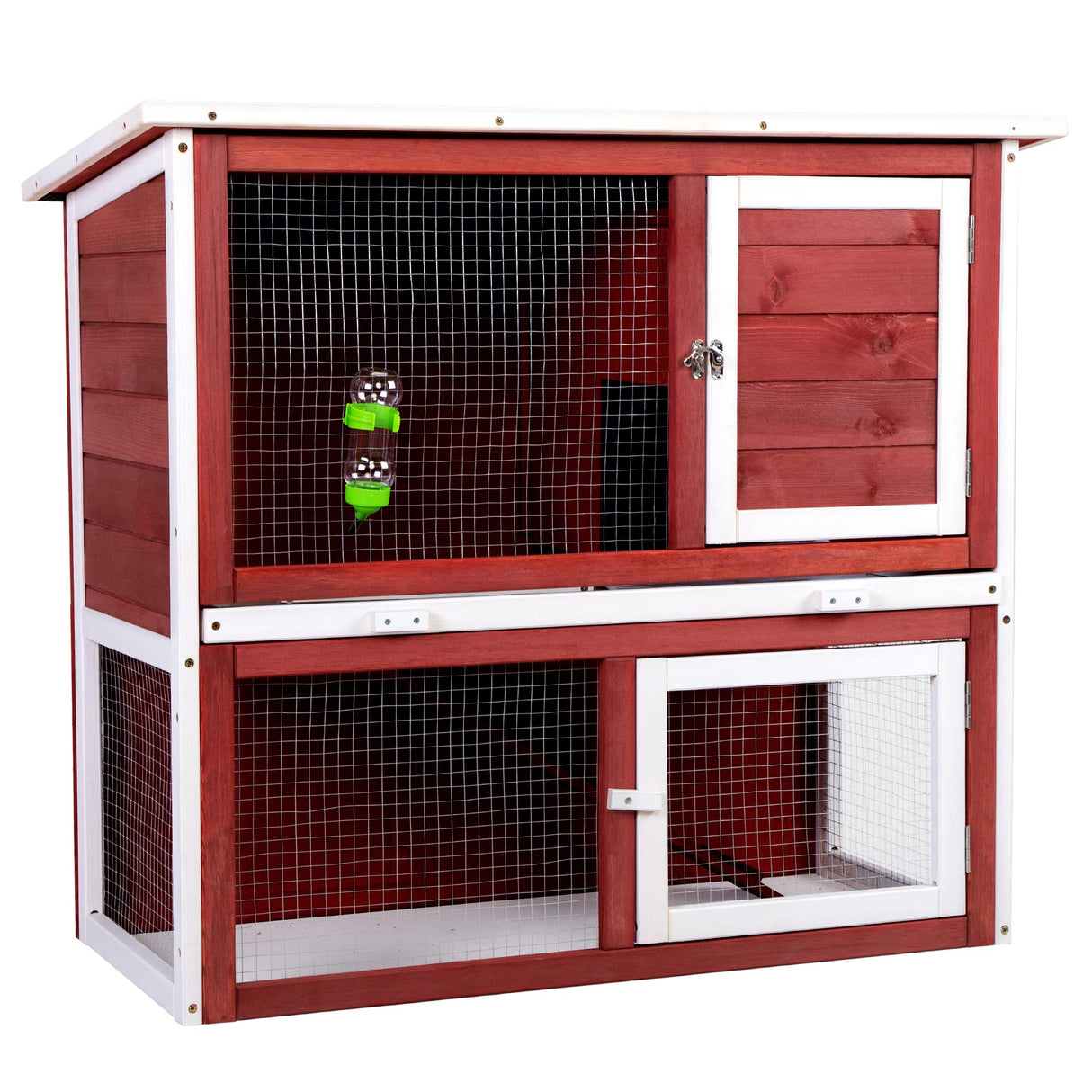 Wooden Rabbit Hutch Bunny Run Cage House with Open Roof