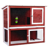 Wooden Rabbit Hutch Bunny Run Cage House with Open Roof