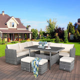 7 PCS Wicker Outdoor Conversation Set, Patio Sectional Furniture Sofa Set