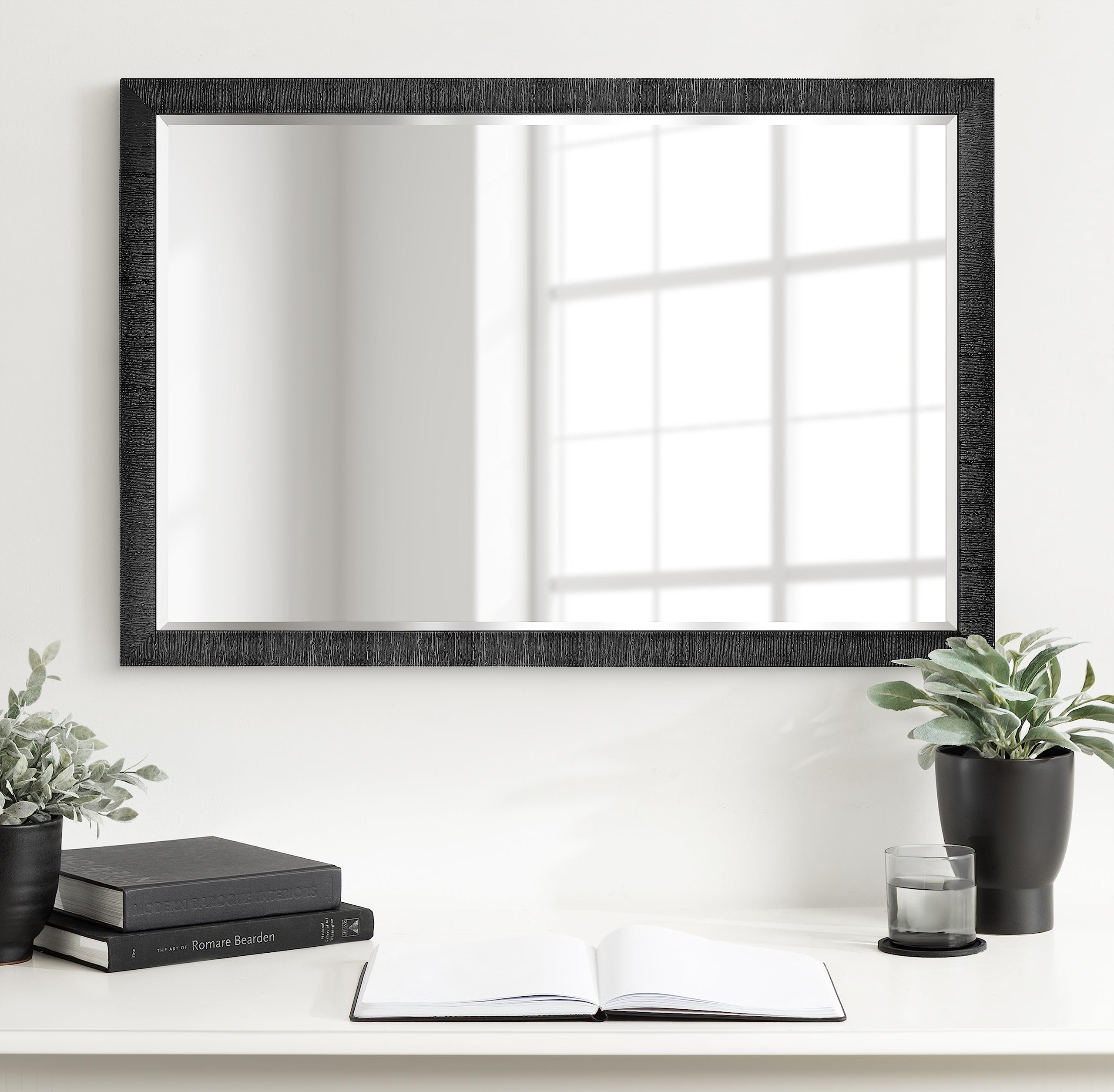 Modern Rectangle Wall Mirror,  Framed Rectangular Statement Mirror