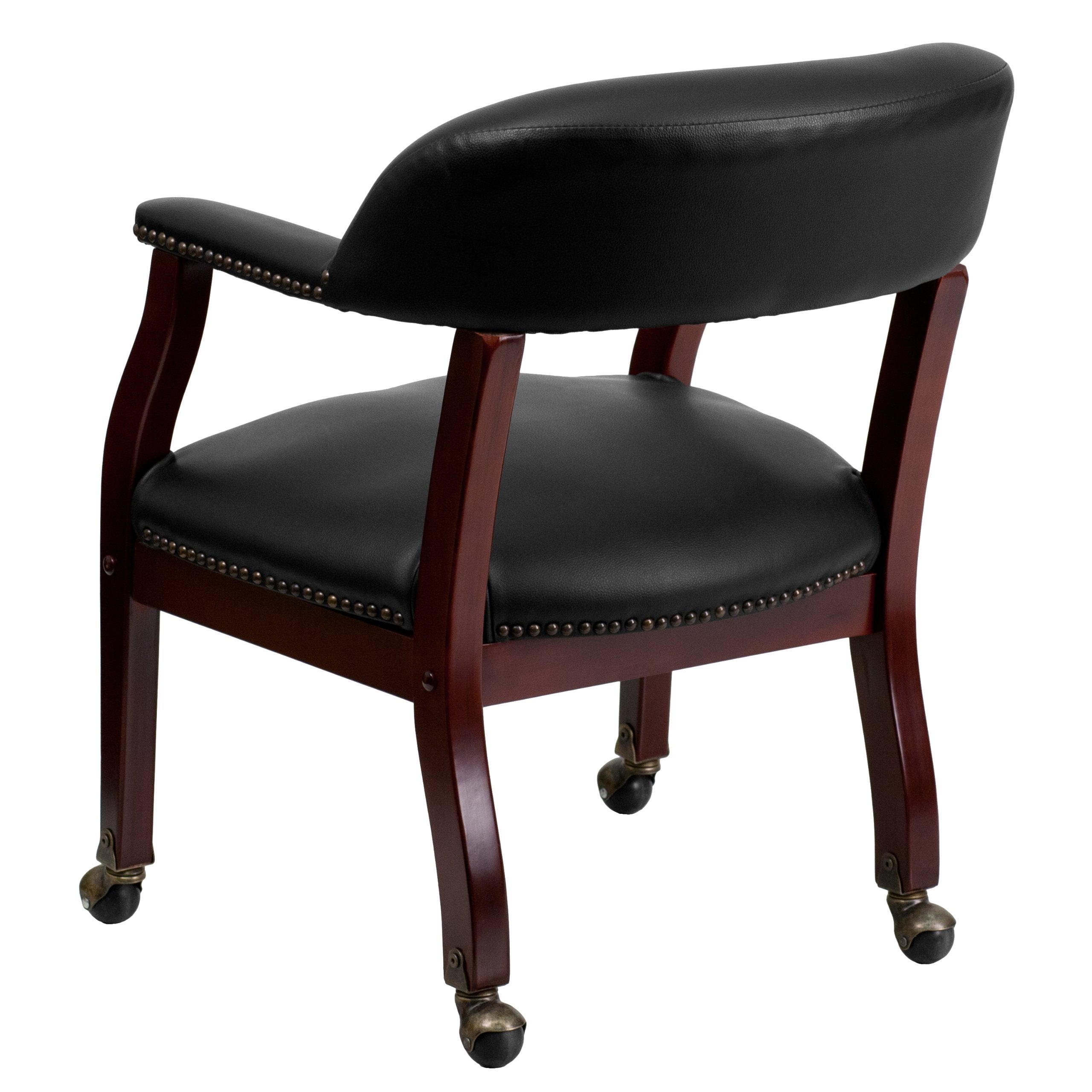 Sarah Black Vinyl Luxurious Conference Chair with Accent Nail Trim and Casters