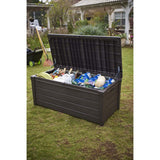 Outdoor Storage Deck Box, for Patio, Backyard & Garden, Brightwood, 120 Gal, Brown