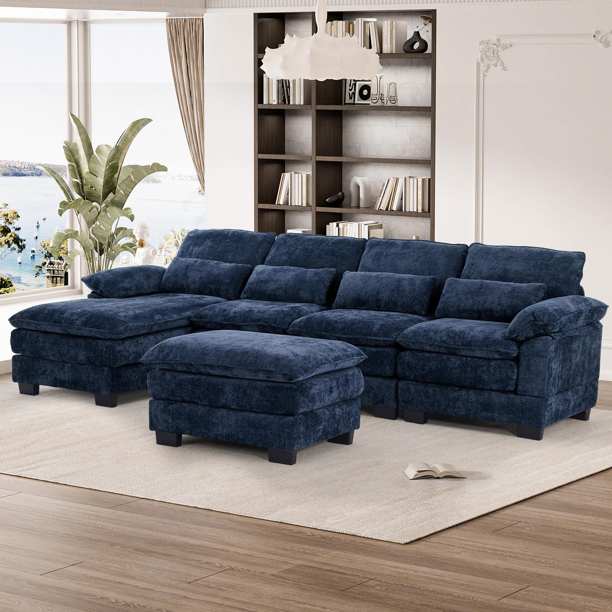 114" U Shape Sectional Sofa Cloud Couch for Living Room