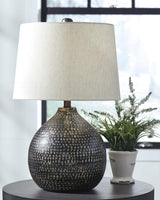 Maire Contemporary 25" Metal Table Lamp, Black & Gold Finish