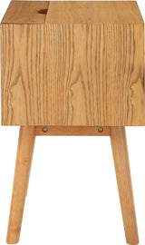 Furniture 838Natural Teddy Collection Modern | Contemporary Wooden Nightstand Featuring Two 120V Outlets & Two USB Ports