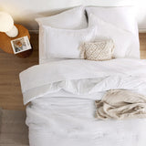 King Comforter Set - 7 Pieces Striped Seersucker Jacquard Comforter Bedding Set