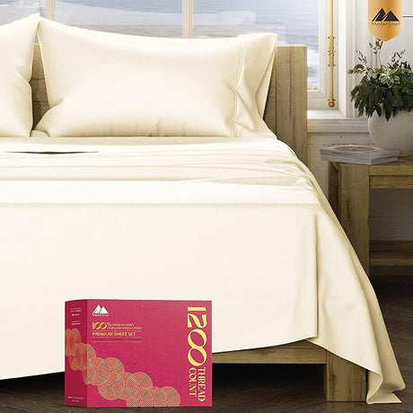 5-Star Hotel Quality 1200 Thread Count 100% Supima Cotton Sheets for Queen Size Bed,