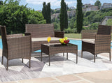 Patio Furniture 4 Pieces Conversation Sets Outdoor Wicker Rattan Chairs