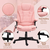 6-Point Vibrating Massage Office Chair with Heat - Pink Velvet
