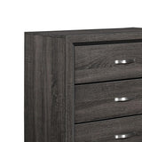 5 Drawer Wooden Chest with Grain Details and Chamfered Feet