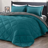 Pintuck Queen Comforter Set with 2 Pillow Shams - 3-Piece - Crystal Teal Queen Bed