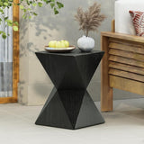 Outdoor Semicircle Concrete Accent End Side Table Patio Coffeetable for Backyard