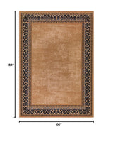 Antep Rugs Alfombras Bordered Modern 5x7 Non-Slip (Non-Skid) Low Pile Rubber Backing Indoor Area Rug (Gold Brown, 5' x 7')