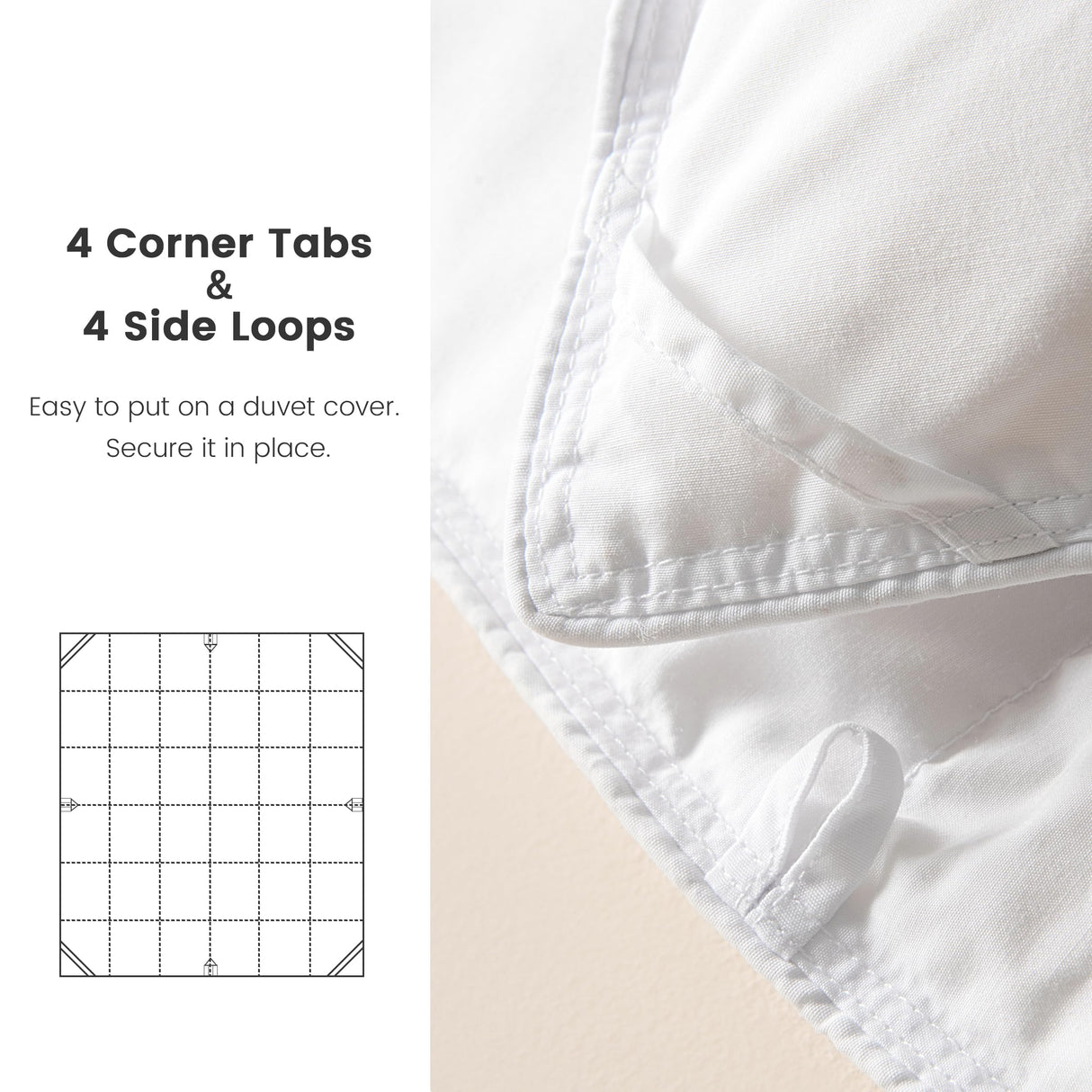 LeWinBedding Luxury Goose Feathers Down Comforter Oversized King Size,All Season Fluffy Duvet Insert,750 Fill Power Hotel Quality Bed Comforter with 8 Tabs(White,120x98 inches)