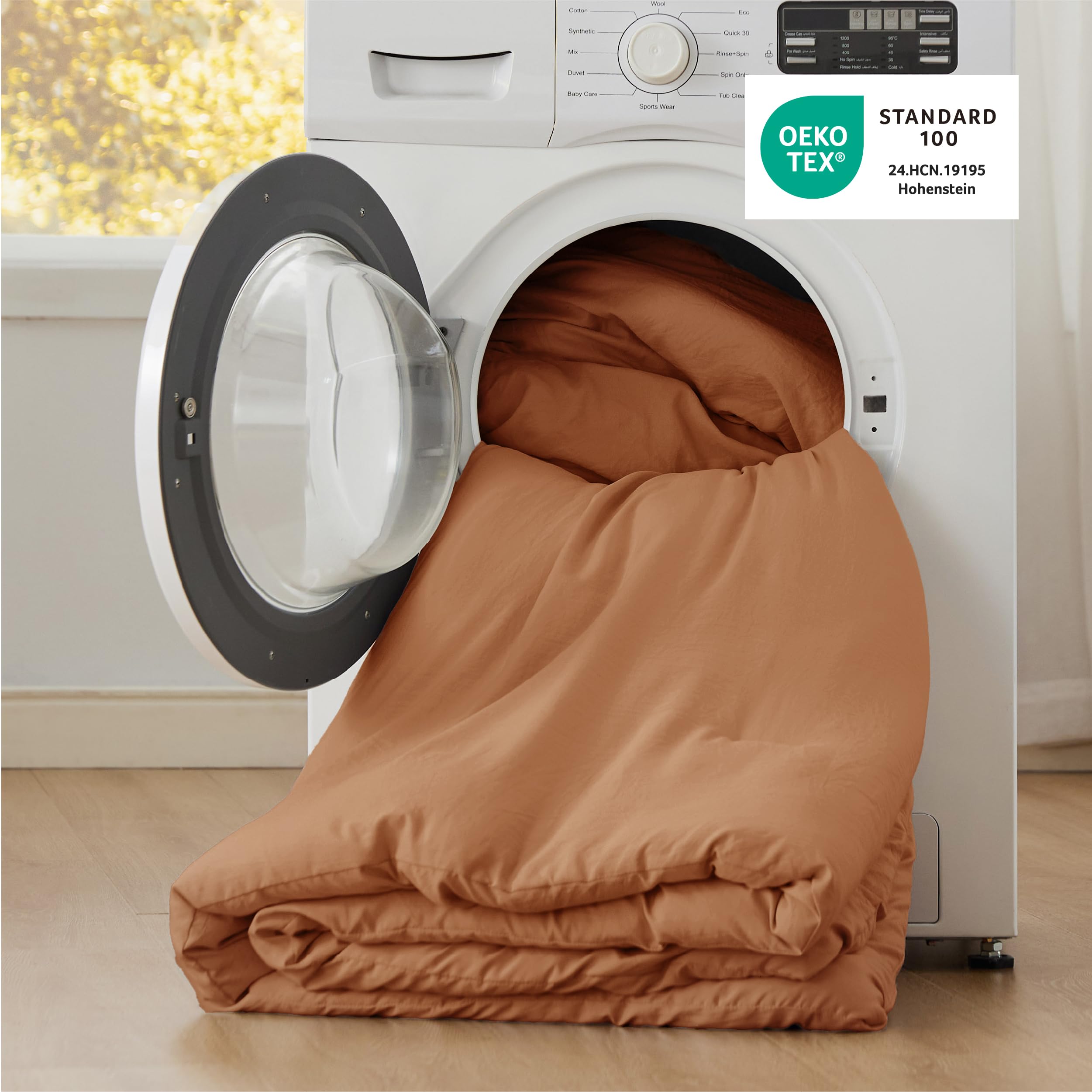 King Size Comforter Set - Pumpkin Orange Prewashed Bedding 3 Piece