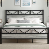 Industrial 51.2" Tall Headboard, King Platform Bed Frame with Heavy Duty Metal