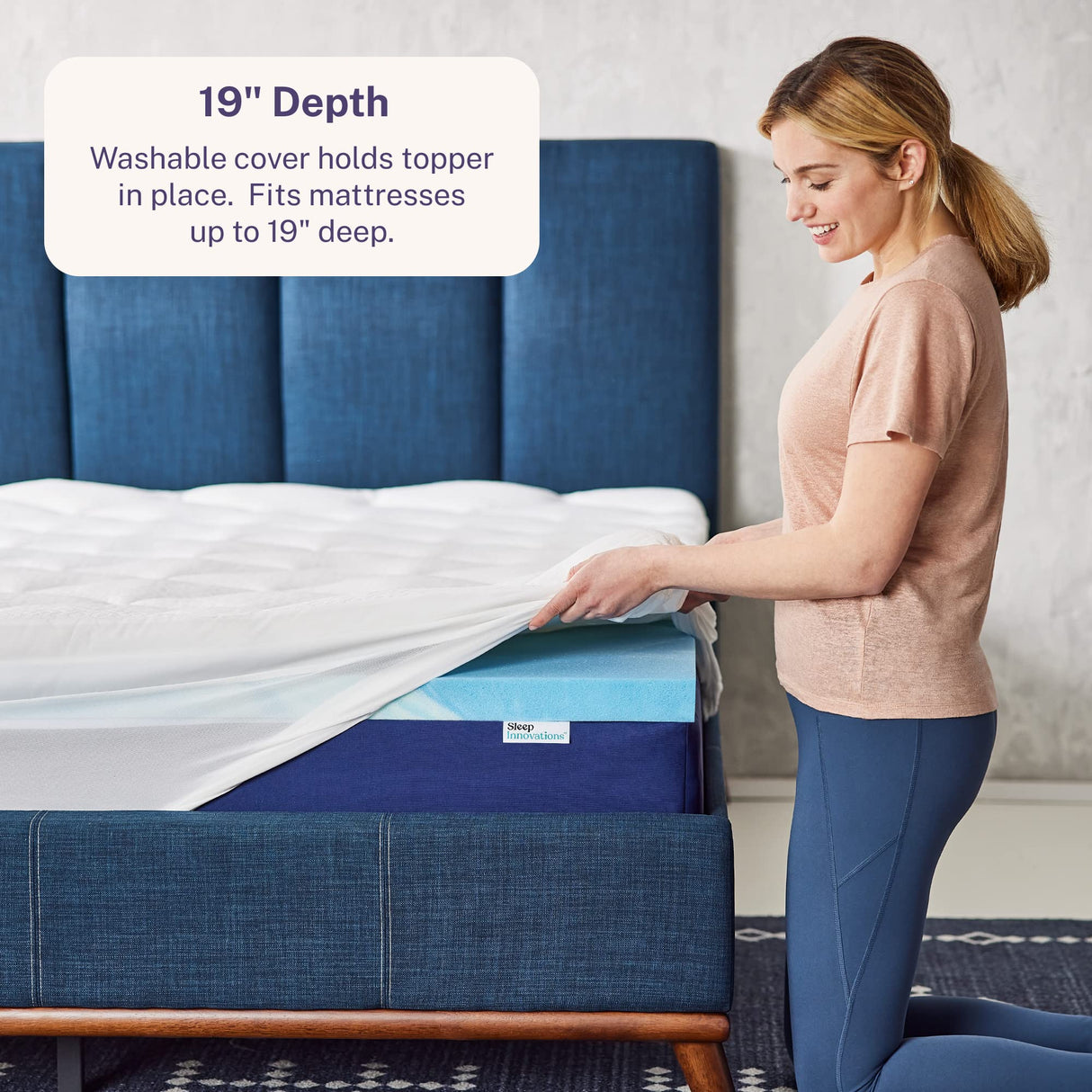 Cooling Comfort Gel Memory Foam Dual Layer Mattress Topper, 4 Inch