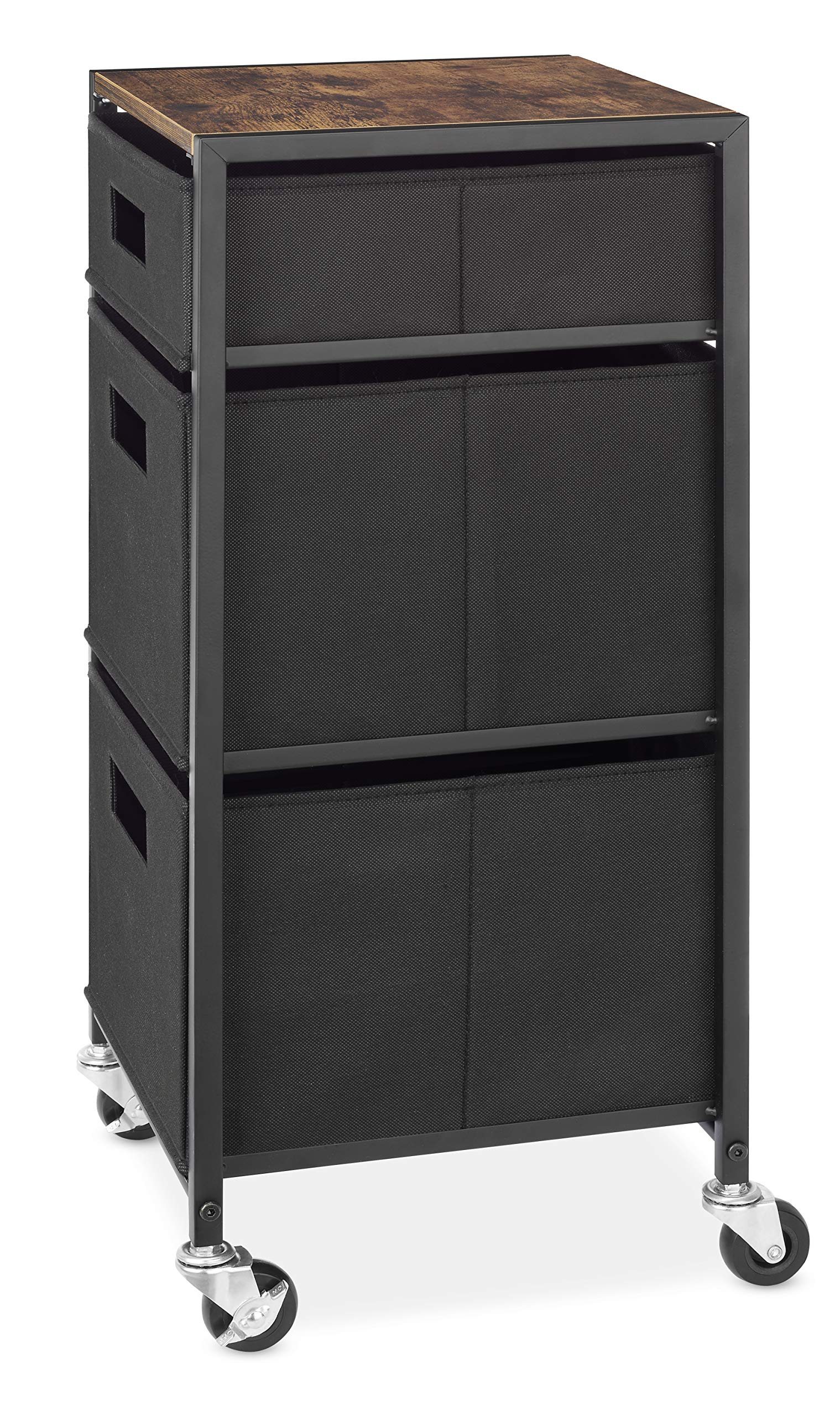 Rolling 3-Drawer Storage Utility Cart, Brown