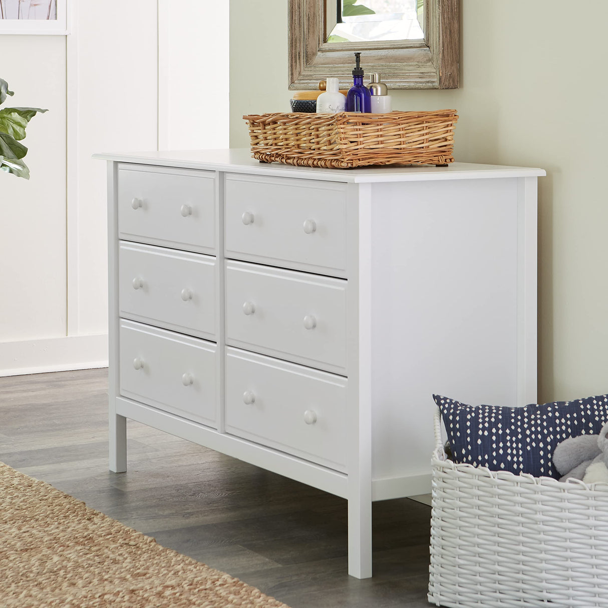 Jayden 6-Drawer Double Wide Dresser in White, Greenguard Gold Certified