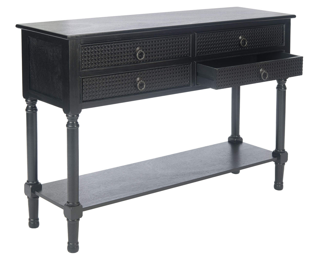 Safavieh Home Collection Haines Black 4-Drawer Bottom Shelf Console Table