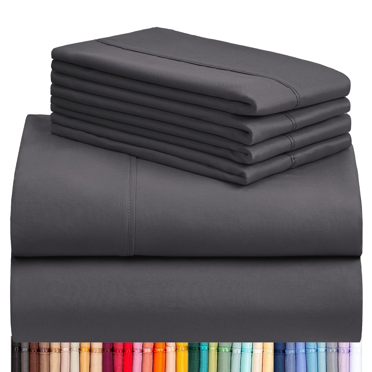 6 PC King Sheet Set, Breathable Luxury Bed Sheets, Deep Pockets 18" Wrinkle Free Cooling Bed