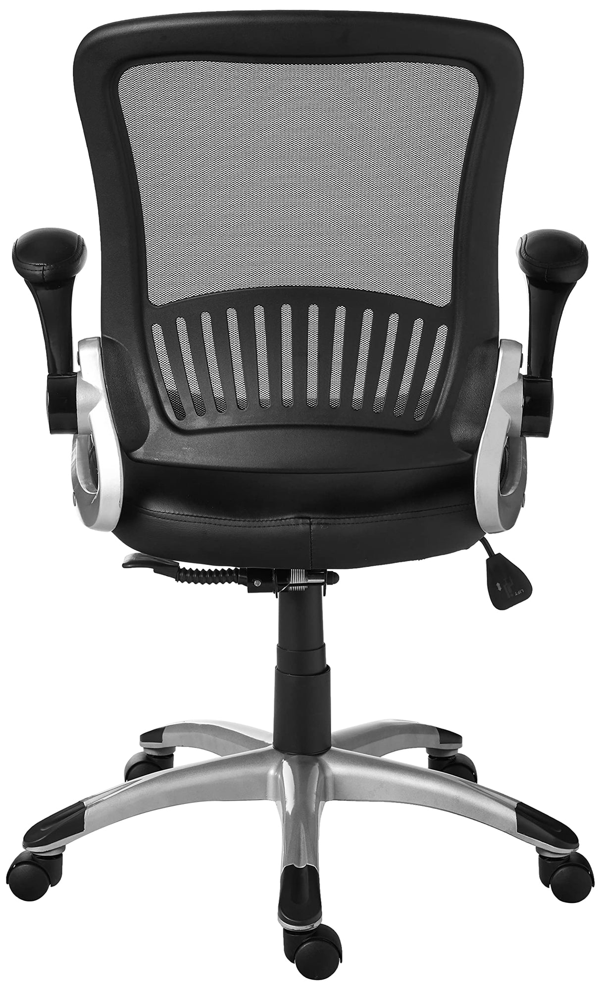 Series Bonded Leather Manager's Adjustable Office Desk Chair with Thick Padded Seat and Built-in Lumbar Support, Black with Silver Finish