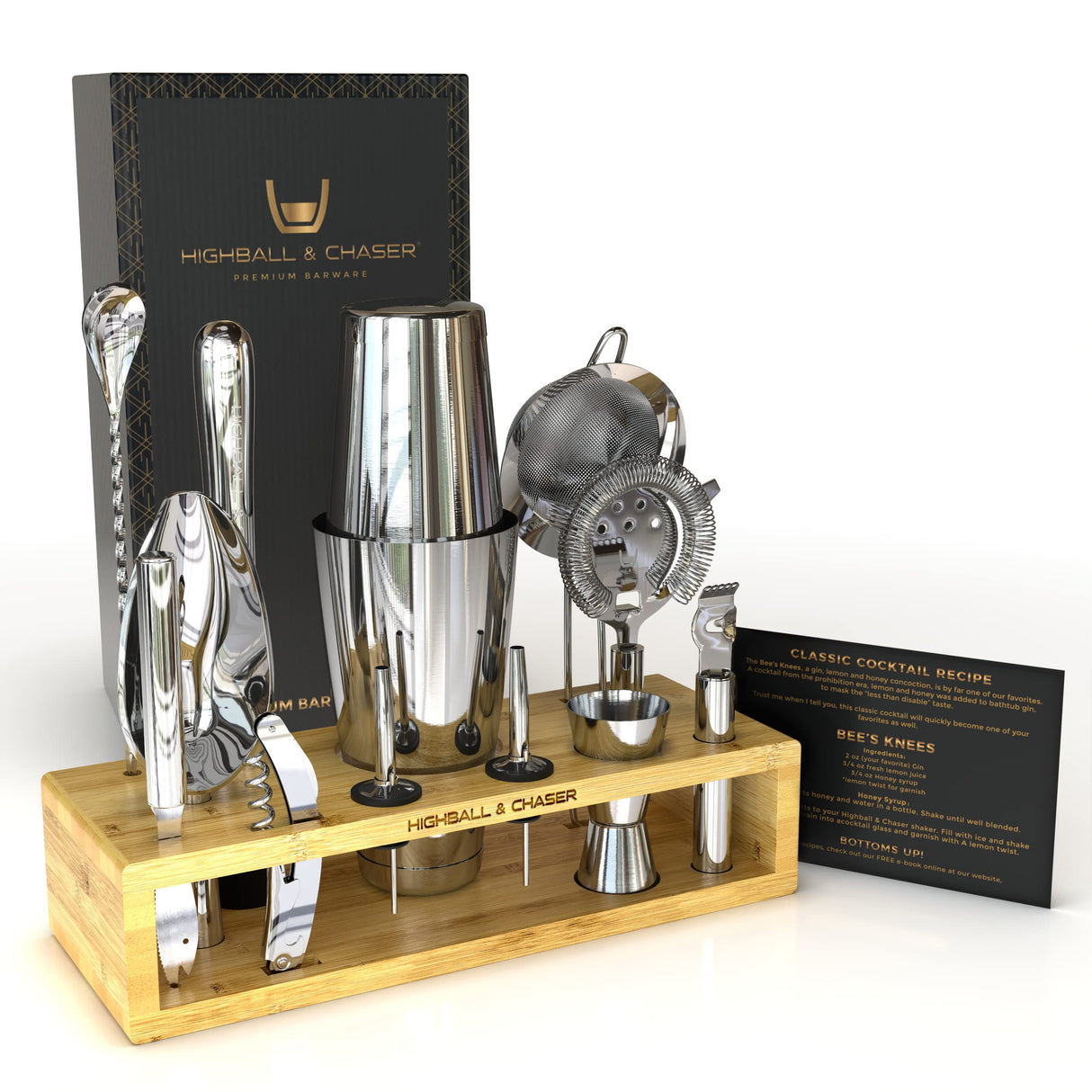 13-Piece Boston Cocktail Shaker Set Stainless Steel Mixology Bartender Kit