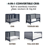 Carter's by Colby 4-in-1 Low-Profile Convertible Crib in Navy Blue, Greenguard Gold Certified