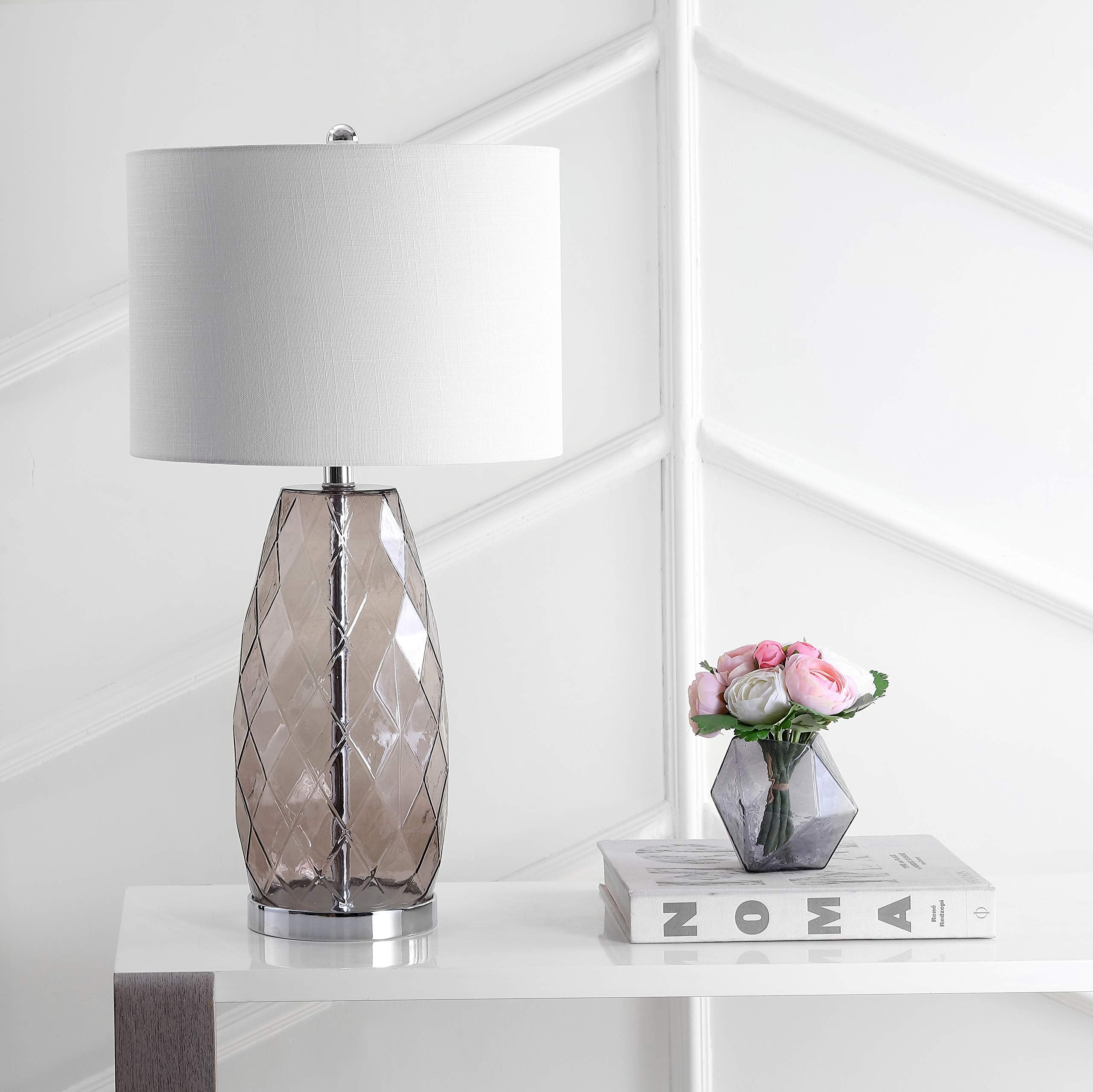 Juliette 26.5" Glass/Metal LED Table Lamp Contemporary Transitional Bedside Desk