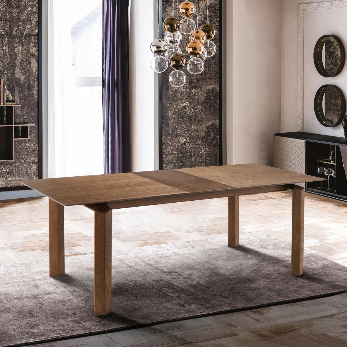 Treviso Walnut Dining Kitchen & Dining Extendable Table, 87 x 30 x 37.5