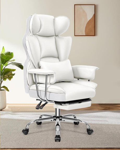 Office Desk Chair, Big and Tall Executive Office Chair with Footrest, Leather Computer