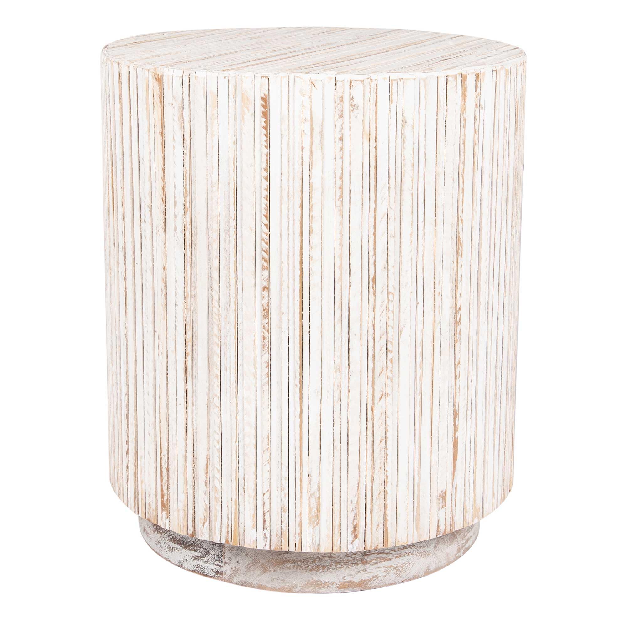 Monroe Handmade Teak End Table, White Wash - Coastal/Tropical/Contemporary