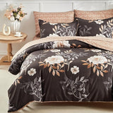 Bed in a Bag 7 Pieces Queen Size - Floral Print - Soft Microfiber, Reversible Bed Comforter Set