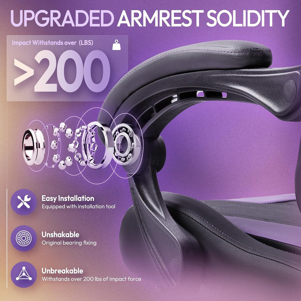 Ergonomic Gaming Chair with Massage Lumbar Support and Footrest