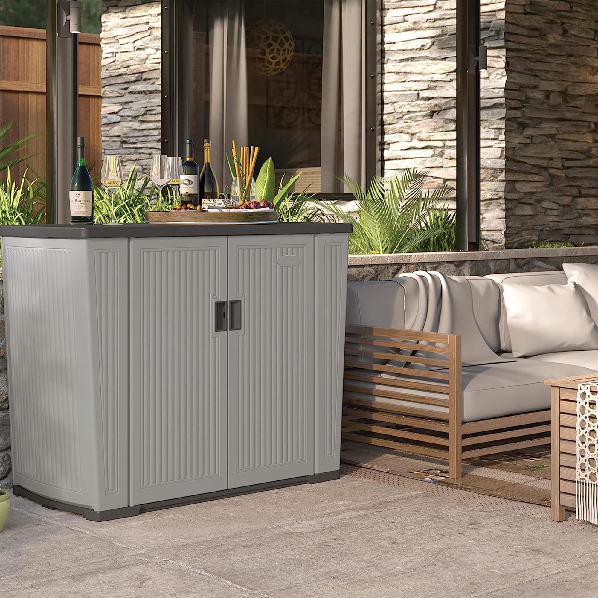Outdoor Storage Shed for Patio and Garden, Backyard Oasis, 130 Gallon, Dove Gray