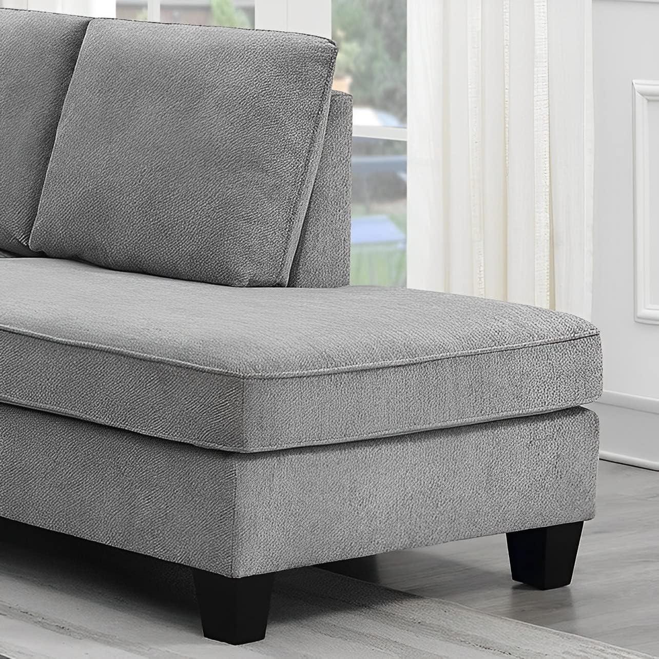Sectional Sofa with 4 Cushions, Modern Tufted Micro Cloth L-Shaped Sofa Couch