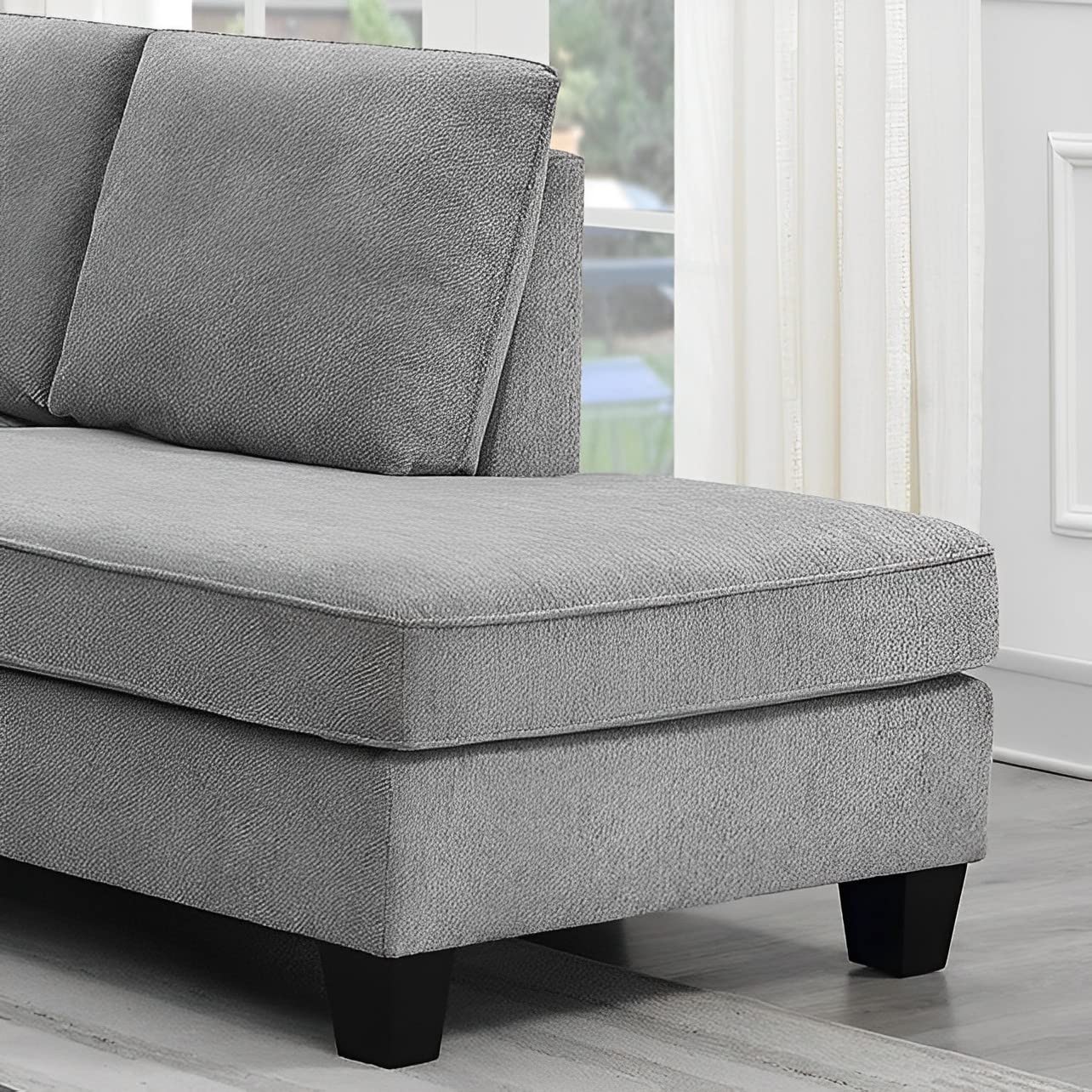 Sectional Sofa with 4 Cushions, Modern Tufted Micro Cloth L-Shaped Sofa Couch
