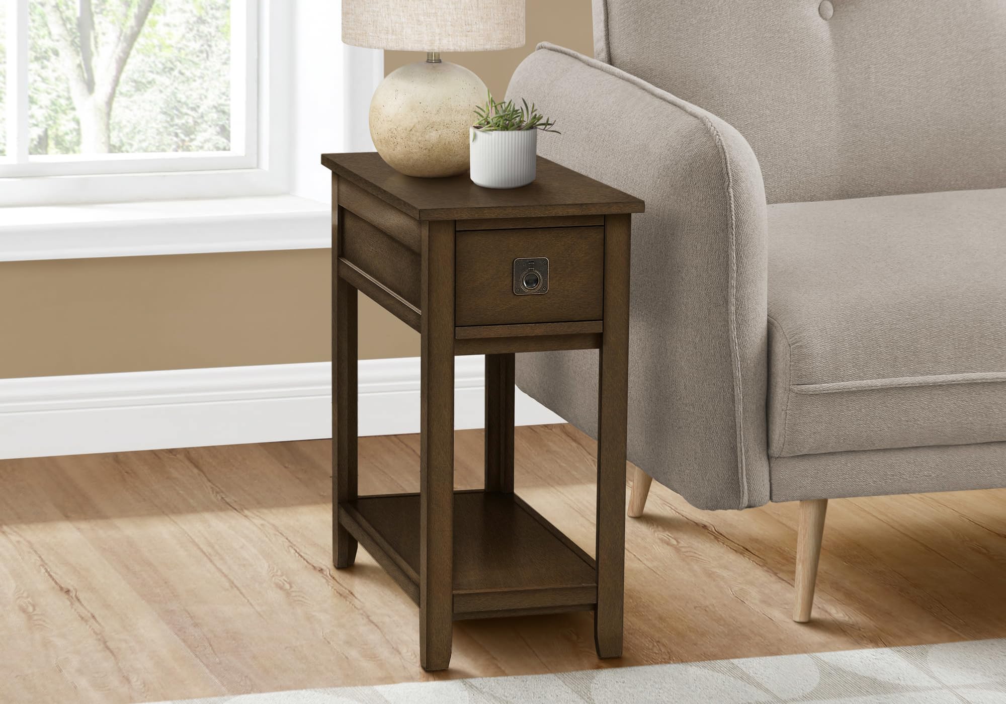 Accent Table, End, Side Table, Nightstand, Bedroom, Narrow, Storage Drawer