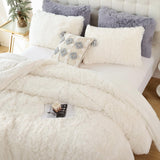 Smoofy Faux Fur Beige Comforter Set Queen Size 3Pcs Fluffy Fuzzy Plush Comforter Set Cute Soft Shaggy Velvet Double-Sided Bedding Set (1 Faux Fur Comforter + 2 Faux Fur Pillowcases)