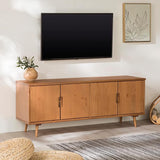 Genia Mid-Century Modern Solid Wood Stand for TVs up to 65 Inches, Walnut