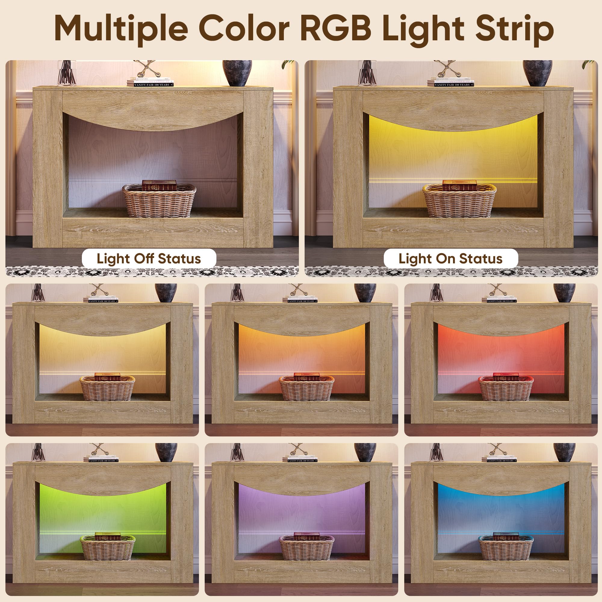 47" Farmhouse Console Table with LED Light