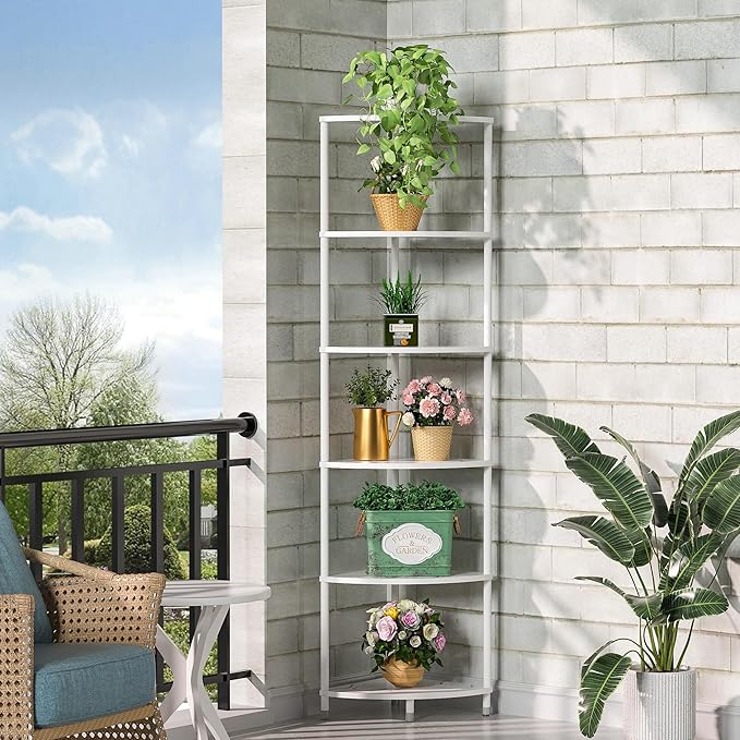 Corner Plant Stand Shelf, 5 Tier Tall Shelf Plant Stand for Indoor Plants, Rustic Brown